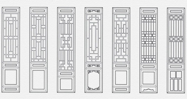 德城常用中式仿古花窗图案隔断设计图